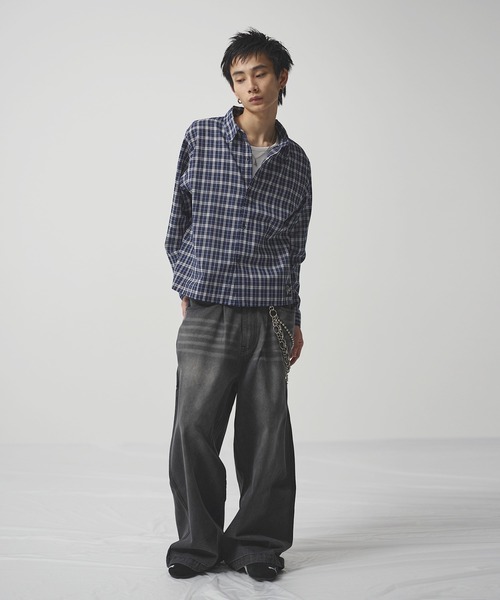 MSG（エムエスジー）の「ボックスシルエット ショート丈 マルチチェック長袖シャツ（シャツ/ブラウス・メンズ・ブラック/ネイビー/ライトブルー/ブルー/ピンク/ブラウン/ベージュ系/ピンク系/ブラック系/ブルー系・XL/L/M/S）」の22枚目の写真