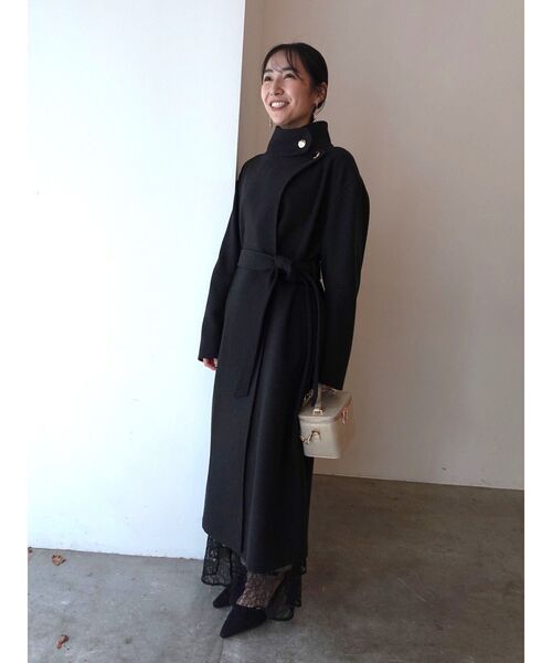 セール】ウールジャージスタンドカラーコート（チェスターコート