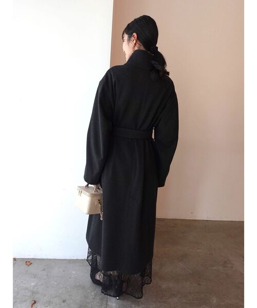 セール】ウールジャージスタンドカラーコート（チェスターコート