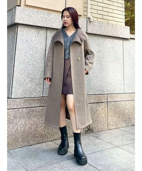 ウールジャージスタンドカラーコート（チェスターコート