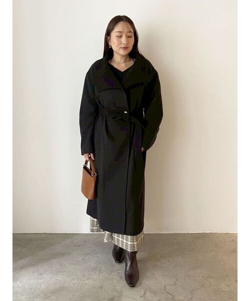 セール】ウールジャージスタンドカラーコート（チェスターコート