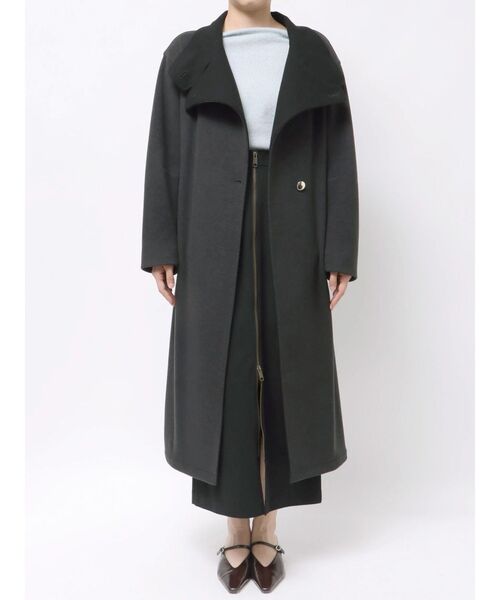 LAGUNAMOON（ラグナムーン）の「ウールジャージスタンドカラーコート（チェスターコート・レディース・ライトグリーン/ブラウン/チャコールグレー・SMALL/MEDIUM）」の9枚目の写真