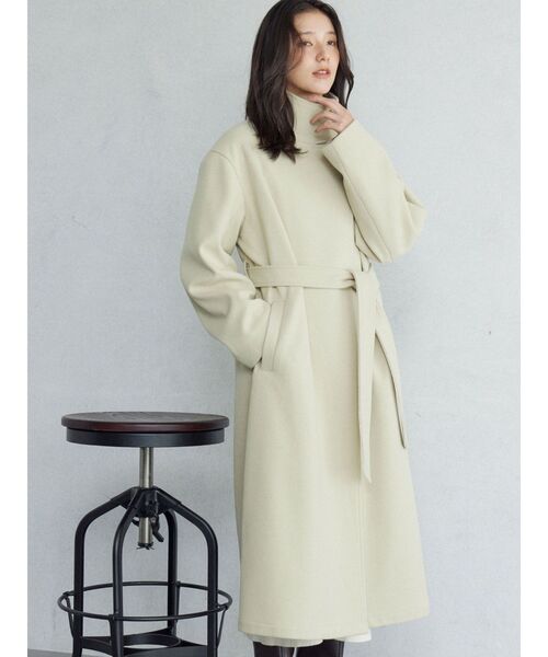 ウールジャージスタンドカラーコート（チェスターコート