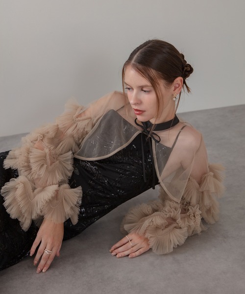 Leja（レジャ）の「【LEJA】フリルチュールスリーブリボンIライン