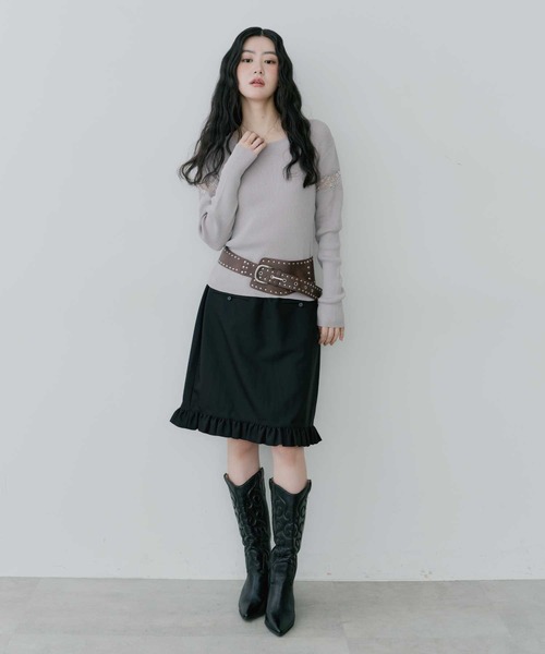 thinkto】フロントポケットフリルスカート（スカート）｜thinkto