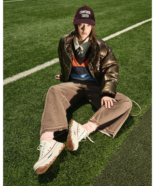 CONVERSE TOKYO（コンバーストウキョウ）の「【HL】LACE-UP WIDE DENIM PANTS WASHED (SET-UP)（デニムパンツ・レディース・ボルドー/グレー・SMALL/MEDIUM）」の4枚目の写真