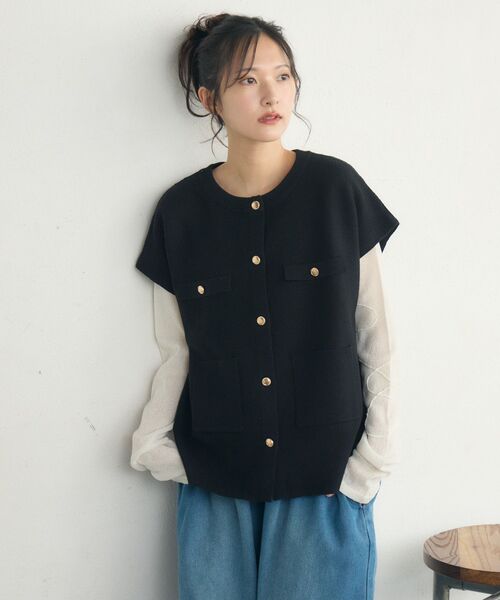 【最終値下げ】DEPARAEILLE ツイードベスト ブラック 最終値下げ】DEPARAEILLE ツイードベスト ブラック