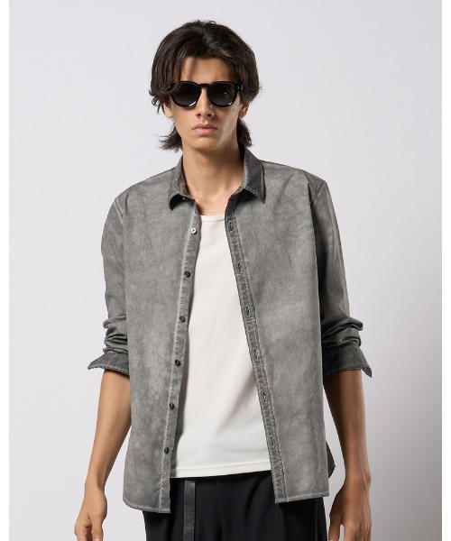 wjk（ダヴルジェイケイ）の「dyed regular shirt（シャツ/ブラウス・メンズ・ダークグレー/ライトグレー/ライトブルー・SMALL/MEDIUM/LARGE/X-LARGE）」の7枚目の写真