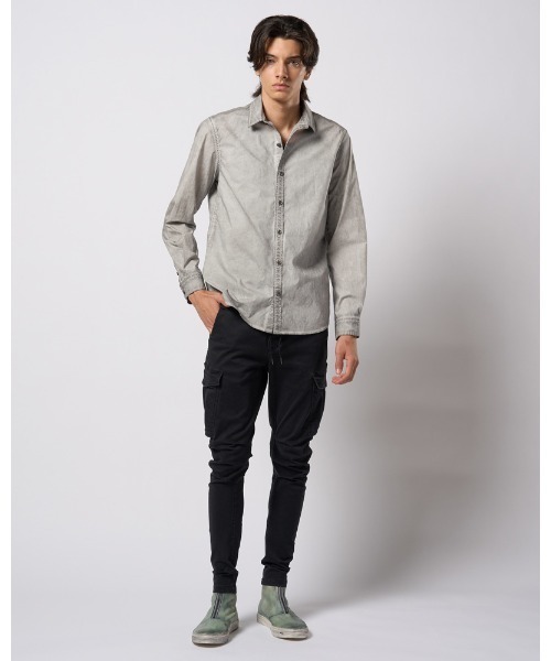 wjk（ダヴルジェイケイ）の「dyed regular shirt（シャツ/ブラウス・メンズ・ダークグレー/ライトグレー/ライトブルー・SMALL/MEDIUM/LARGE/X-LARGE）」の19枚目の写真