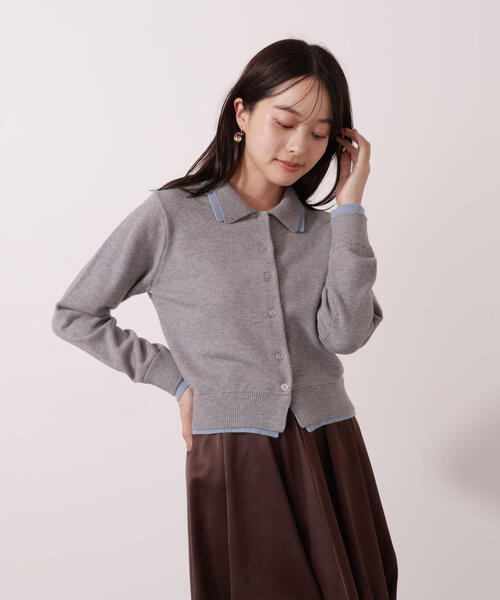 ウォッシャブル＞ポロレイヤード風ニット / 1215274004（カーディガン