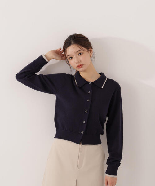 PROPORTION BODY DRESSING(プロポーションボディドレッシング)の「<ウォッシャブル>ポロレイヤード風ニット / 1215274004(カーディガン/ボレロ・レディース・グレー系その他/ベージュ/ネイビー・FREE)」の9枚目の写真