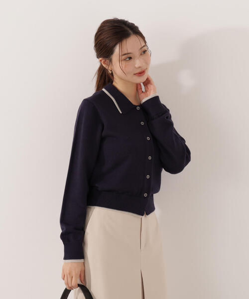 PROPORTION BODY DRESSING(プロポーションボディドレッシング)の「<ウォッシャブル>ポロレイヤード風ニット / 1215274004(カーディガン/ボレロ・レディース・グレー系その他/ベージュ/ネイビー・FREE)」の5枚目の写真