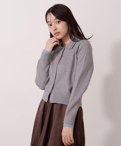 PROPORTION BODY DRESSING(プロポーションボディドレッシング)の「<ウォッシャブル>ポロレイヤード風ニット / 1215274004(カーディガン/ボレロ・レディース・グレー系その他/ベージュ/ネイビー・FREE)」の3枚目の写真