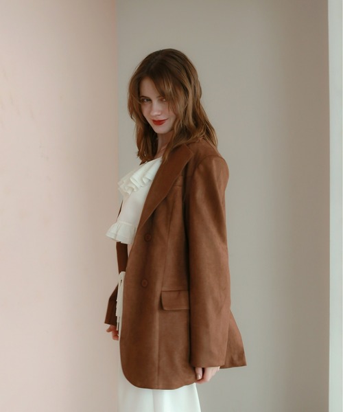 miu　CITY SHOP ブラウン テーラードジャケット シップス SHIPS NINE CASE: チェック テーラード ジャケット