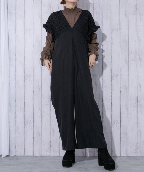 セール】《シャーリング×美シルエット》レディース サロペット