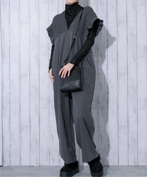 GORGE(ゴージ)の「《シャーリング×美シルエット》レディース サロペット フェミニン 体型カバー 春夏秋(サロペット/オーバーオール・レディース・グレー/ブラック/ブラウン・F)」の14枚目の写真
