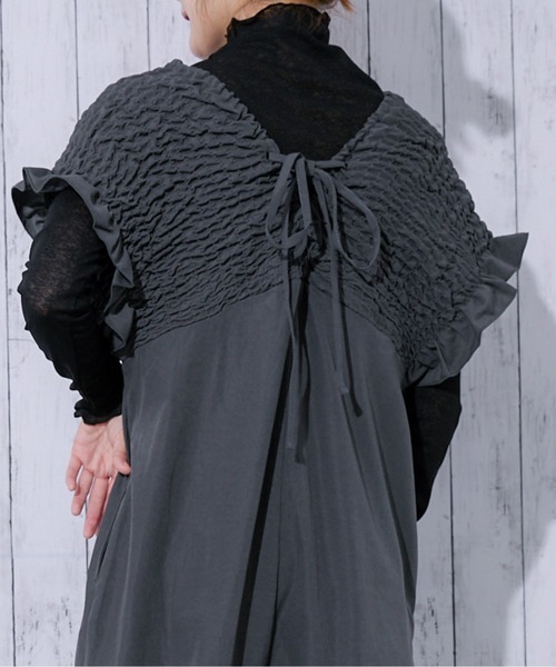 GORGE(ゴージ)の「《シャーリング×美シルエット》レディース サロペット フェミニン 体型カバー 春夏秋(サロペット/オーバーオール・レディース・グレー/ブラック/ブラウン・F)」の17枚目の写真