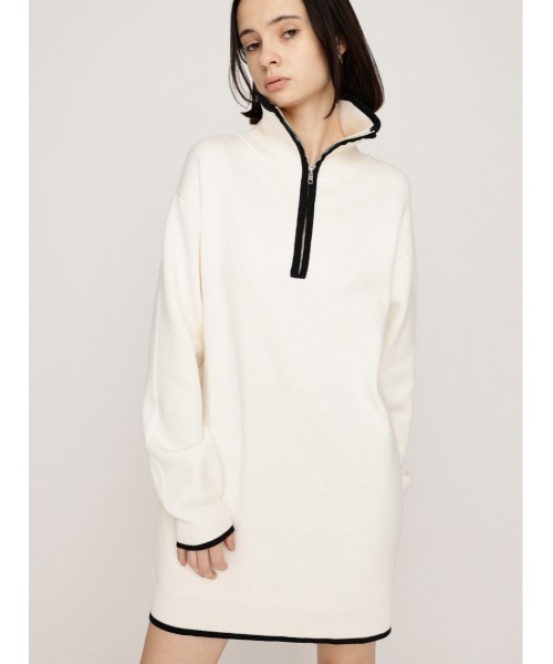 セール】HALF ZIP HN KNIT S/OP ハーフジップ ハイネック ニット