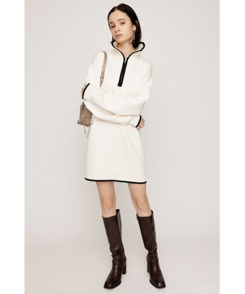 SLY(スライ)の「HALF ZIP HN KNIT S/OP ハーフジップ ハイネック ニット ショートワンピース 秋服 冬服(ワンピース・レディース・グレー/アイボリー/ブラック・FREE)」の4枚目の写真