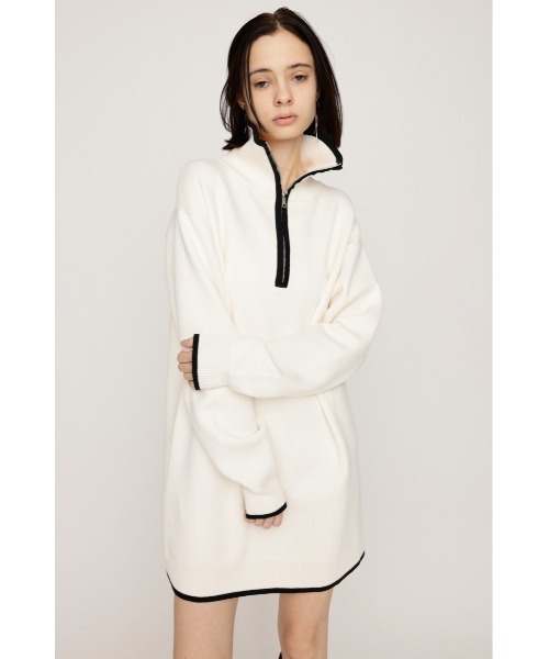 SLY(スライ)の「HALF ZIP HN KNIT S/OP ハーフジップ ハイネック ニット ショートワンピース 秋服 冬服(ワンピース・レディース・グレー/アイボリー/ブラック・FREE)」の5枚目の写真