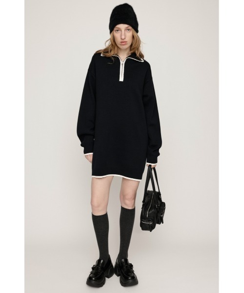SLY(スライ)の「HALF ZIP HN KNIT S/OP ハーフジップ ハイネック ニット ショートワンピース 秋服 冬服(ワンピース・レディース・グレー/アイボリー/ブラック・FREE)」の13枚目の写真