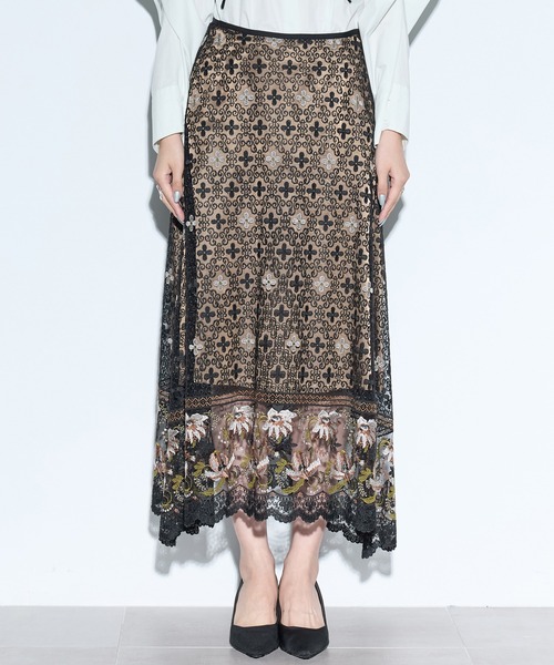 MURRAL(ミューラル)の「【MURRAL/ミューラル】Everlasting embroidery lace skirt/エヴァーラスティングエンブロイダリーレーススカート(スカート・レディース・ブラック・1)」の6枚目の写真