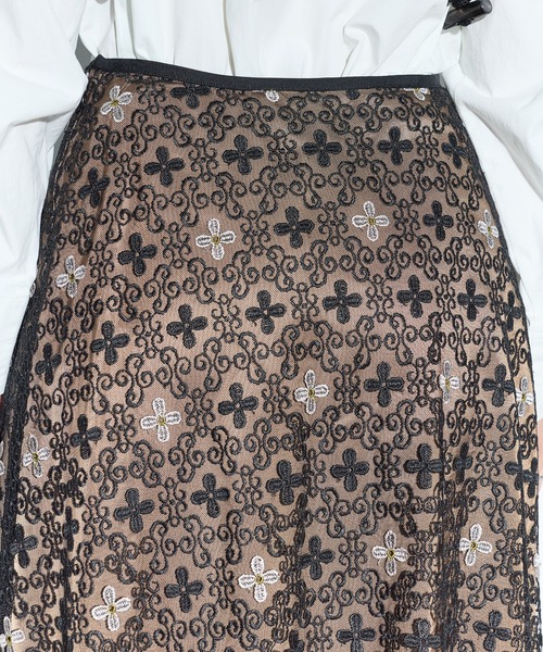 MURRAL(ミューラル)の「【MURRAL/ミューラル】Everlasting embroidery lace skirt/エヴァーラスティングエンブロイダリーレーススカート(スカート・レディース・ブラック・1)」の9枚目の写真