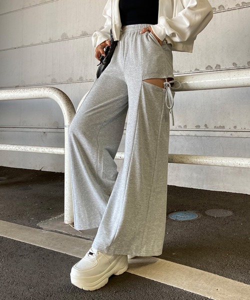 non-hedge（ノンヘッジ）の「サイドスリットリボンワイドパンツ（スウェットパンツ）」｜グレー