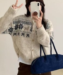 ノルディック柄ニットカーディガン