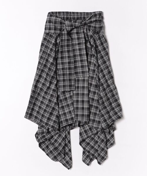 STAY MOTION（ステイモーション）の「【WEB限定】アシンメトリーフリルチェック柄ロングスカート［韓国ファッション ガーリー］（スカート・レディース・ネイビー/ブラック・F）」の10枚目の写真