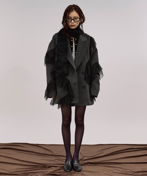 Ezick nuance tulle coat ニュアンスチュールミドルコート nuance tulle coat ニュアンスチュールミドルコート（チェスターコート