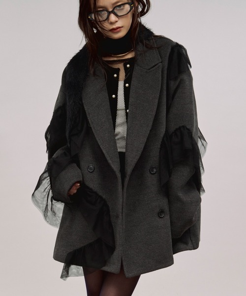 nuance tulle coat ニュアンスチュールミドルコート（チェスターコート