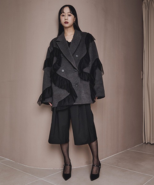 Ezick nuance tulle coat ニュアンスチュールミドルコート nuance tulle coat ニュアンスチュールミドルコート（チェスターコート