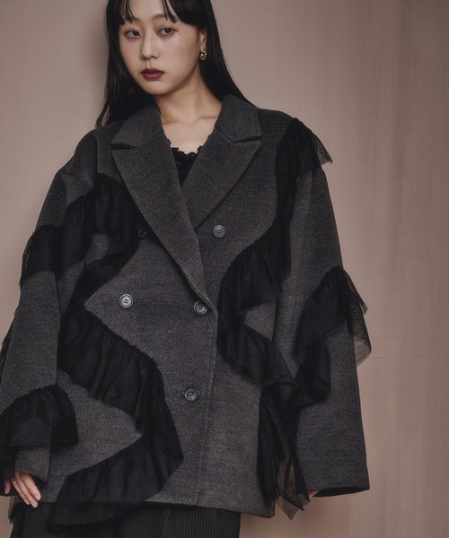 nuance tulle coat ニュアンスチュールミドルコート（チェスターコート