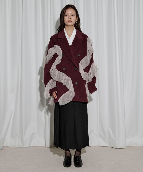 nuance tulle coat ニュアンスチュールミドルコート（チェスターコート