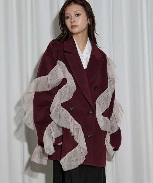 Ezick nuance tulle coat ニュアンスチュールミドルコート nuance tulle coat ニュアンスチュールミドルコート（チェスターコート