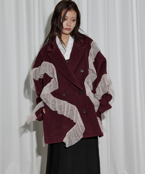 nuance tulle coat ニュアンスチュールミドルコート（チェスターコート