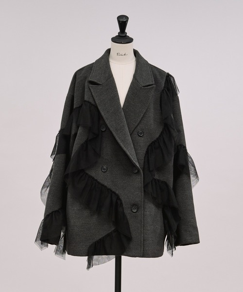 nuance tulle coat ニュアンスチュールミドルコート（チェスターコート