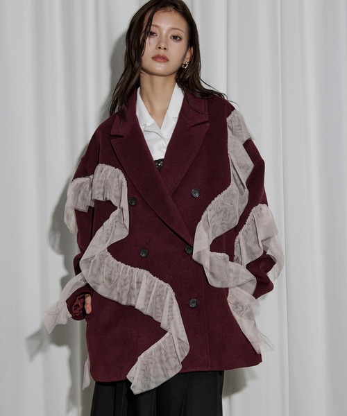 nuance tulle coat ニュアンスチュールミドルコート（チェスターコート