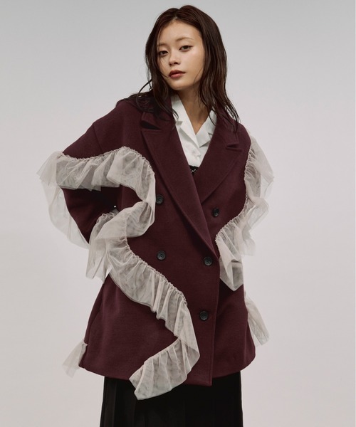 nuance tulle coat ニュアンスチュールミドルコート（チェスターコート