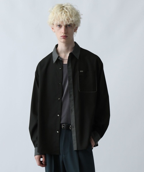HARE(ハレ)の「シルバーボタンクレリックシャツ(HARE)(シャツ/ブラウス・メンズ・ブラック/レッド/ホワイト/ブラック系その他/ブラック系その他2/ブラック系その他3/ブルー・FREE)」の2枚目の写真