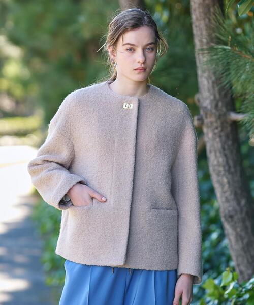 CLASSY.12月号掲載】ループヤーンショートジャケット（ノーカラー