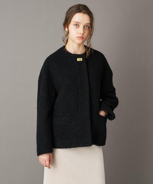 DRESSTERIOR（ドレステリア）の「【CLASSY.12月号掲載】ループヤーンショートジャケット（ノーカラーコート・レディース・ブラック/ライトベージュ・34/36/38）」の9枚目の写真