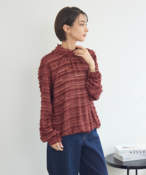 KATHARINE ROSS（キャサリンロス）の「【KATHARINE ROSS】カットドビーブラウス（シャツ/ブラウス・レディース・ブラウン/アイボリー・MEDIUM）」の2枚目の写真