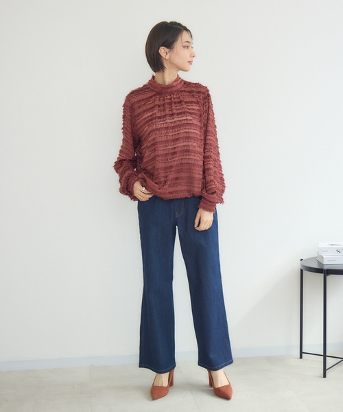 KATHARINE ROSS（キャサリンロス）の「【KATHARINE ROSS】カットドビーブラウス（シャツ/ブラウス・レディース・ブラウン/アイボリー・MEDIUM）」の4枚目の写真