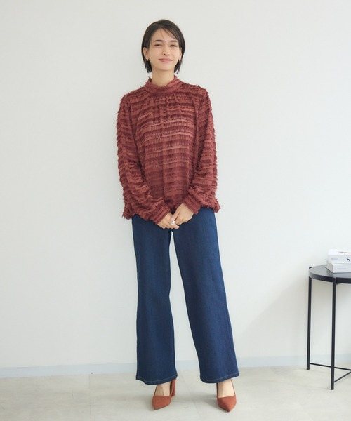 KATHARINE ROSS（キャサリンロス）の「【KATHARINE ROSS】カットドビーブラウス（シャツ/ブラウス・レディース・ブラウン/アイボリー・MEDIUM）」の5枚目の写真