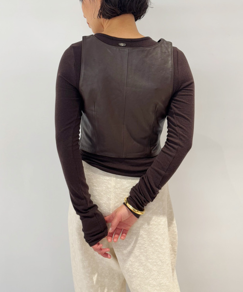 EDIT. FOR LULU（エディットフォールル）の「ラムレザーベスト（シャツ/ブラウス・レディース・ブラウン・FREE）」の4枚目の写真