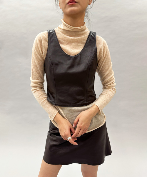 EDIT. FOR LULU（エディットフォールル）の「ラムレザーベスト（シャツ/ブラウス・レディース・ブラウン・FREE）」の6枚目の写真