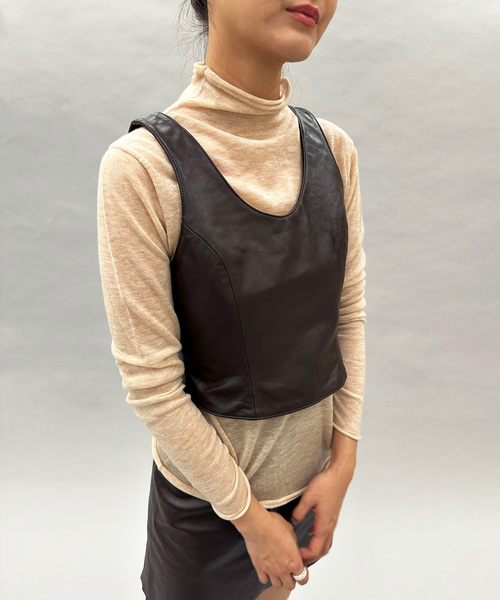 EDIT. FOR LULU（エディットフォールル）の「ラムレザーベスト（シャツ/ブラウス・レディース・ブラウン・FREE）」の7枚目の写真