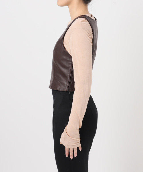 EDIT. FOR LULU（エディットフォールル）の「ラムレザーベスト（シャツ/ブラウス・レディース・ブラウン・FREE）」の17枚目の写真